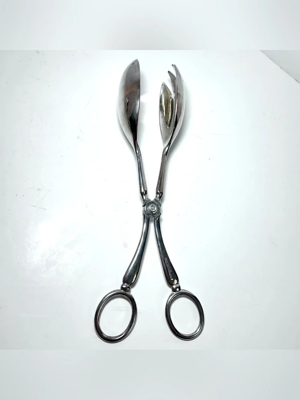 Silver Plated Salad Tongs Scissor Style Zinc Silver Plate Set of Two